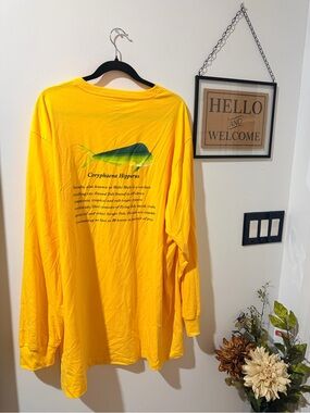 Bright Yellow Long-Sleeve Fish Graphic Tee